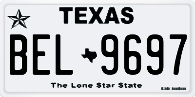 TX license plate BEL9697