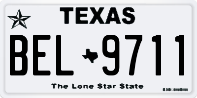 TX license plate BEL9711