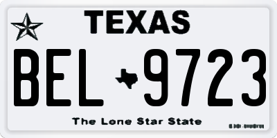 TX license plate BEL9723