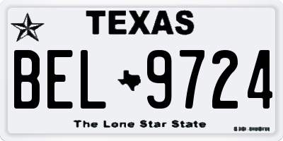 TX license plate BEL9724