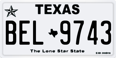 TX license plate BEL9743