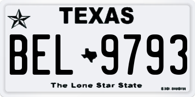 TX license plate BEL9793