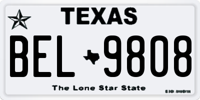 TX license plate BEL9808