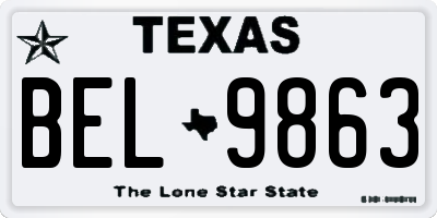 TX license plate BEL9863