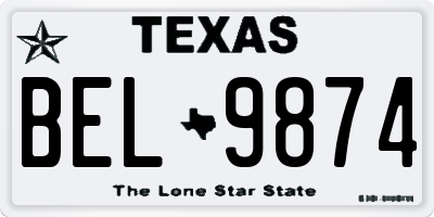 TX license plate BEL9874
