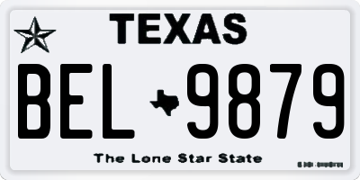 TX license plate BEL9879