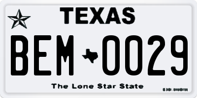 TX license plate BEM0029