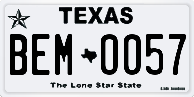 TX license plate BEM0057