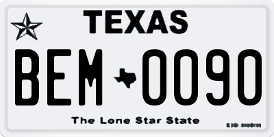 TX license plate BEM0090