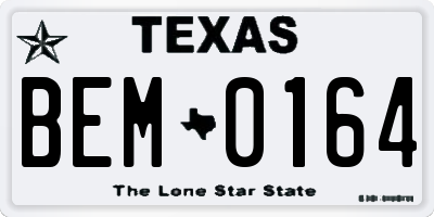 TX license plate BEM0164