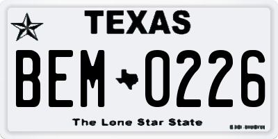 TX license plate BEM0226