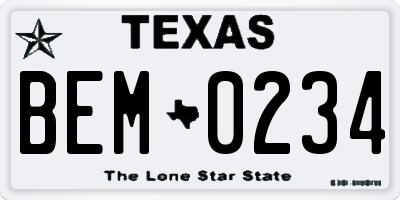 TX license plate BEM0234