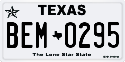 TX license plate BEM0295