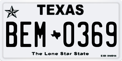 TX license plate BEM0369