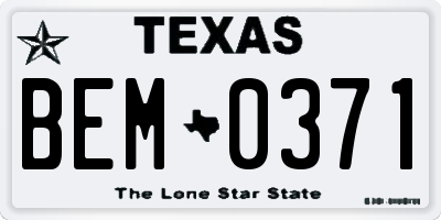 TX license plate BEM0371