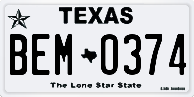 TX license plate BEM0374