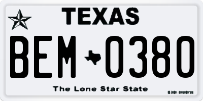 TX license plate BEM0380