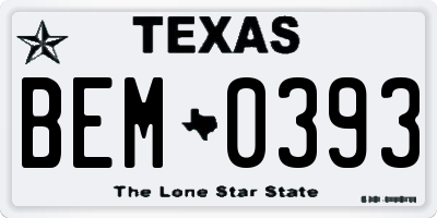 TX license plate BEM0393