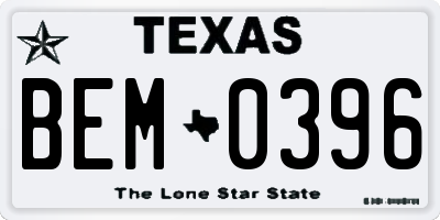 TX license plate BEM0396