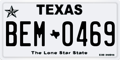 TX license plate BEM0469