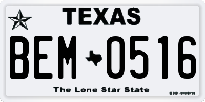 TX license plate BEM0516