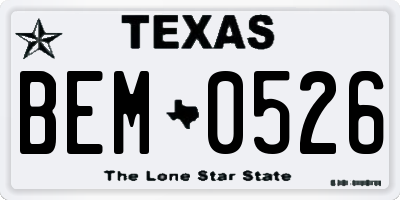 TX license plate BEM0526