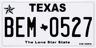 TX license plate BEM0527