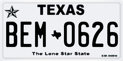 TX license plate BEM0626