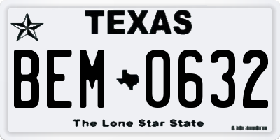 TX license plate BEM0632