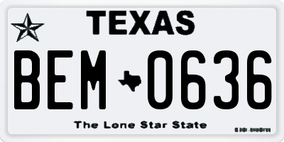 TX license plate BEM0636