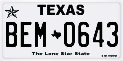 TX license plate BEM0643