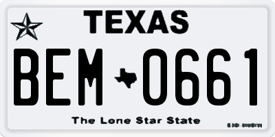 TX license plate BEM0661