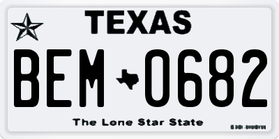 TX license plate BEM0682