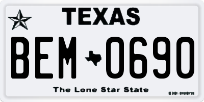 TX license plate BEM0690