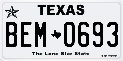 TX license plate BEM0693