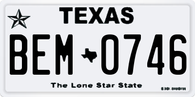 TX license plate BEM0746