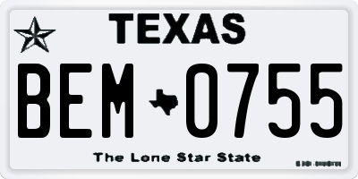 TX license plate BEM0755