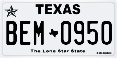 TX license plate BEM0950
