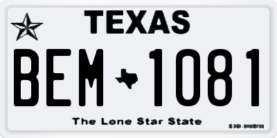 TX license plate BEM1081