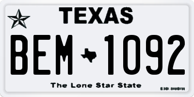 TX license plate BEM1092