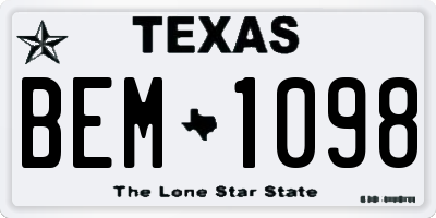 TX license plate BEM1098