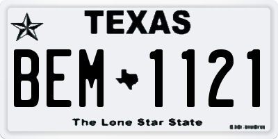 TX license plate BEM1121