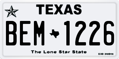 TX license plate BEM1226