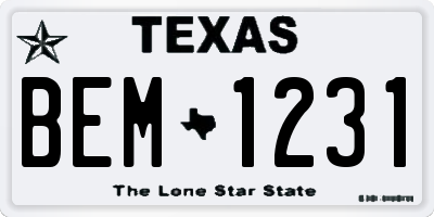 TX license plate BEM1231