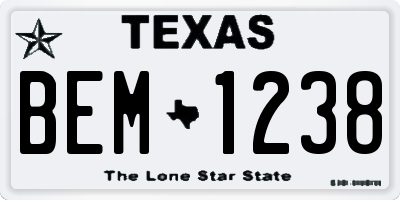 TX license plate BEM1238
