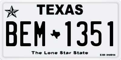 TX license plate BEM1351
