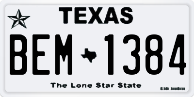 TX license plate BEM1384