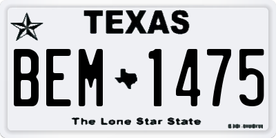 TX license plate BEM1475