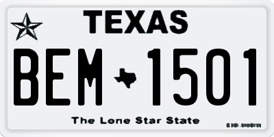 TX license plate BEM1501