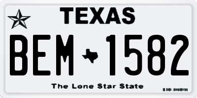 TX license plate BEM1582